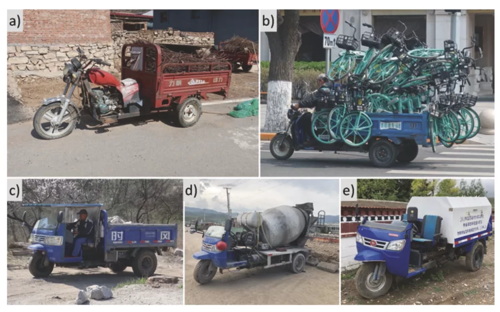 Tổng hợp các mẫu xe ba bánh thương mại tại Trung Quốc phục vụ vận tải, xây dựng, trộn bê tông và vệ sinh môi trường.